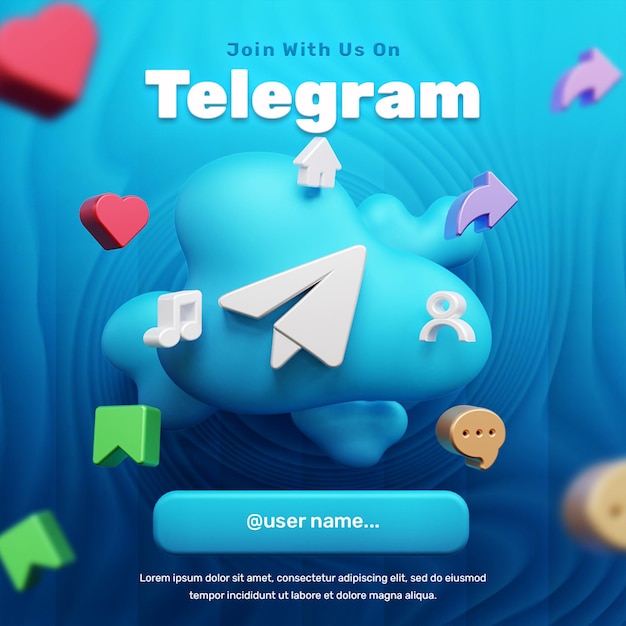 PSD join with us on telegram social media banner post design or follow us on social media banner