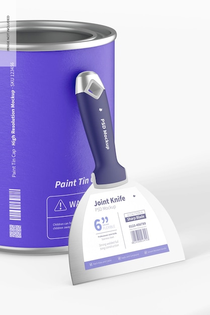 Joint Knife with Paint Can Mockup