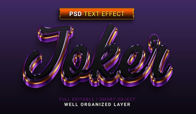 PSD joker 3d style text effect
