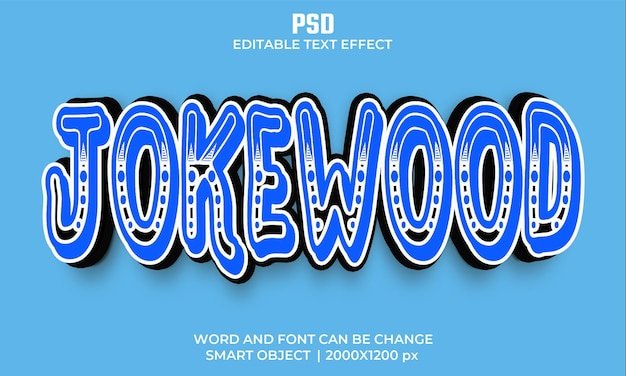 Jokewood psd 3d-teksteffect volledig bewerkbaar hoge kwaliteit