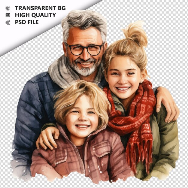 PSD jolly european family ultra realistische stijl witte achtergrond