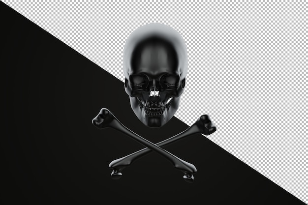 PSD jolly roger, teschio e ossa incrociate 3d'illustrazione