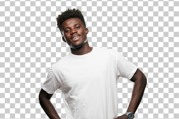 Jong cool zwarte man teken. uitgesneden persoon tegen zwart-wit achtergrond