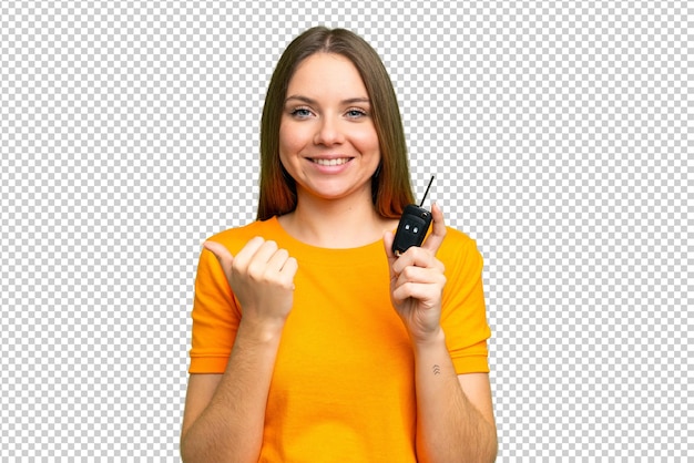 Jonge blonde vrouw over geïsoleerde chroma key achtergrond