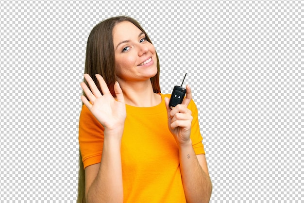 Jonge blonde vrouw over geïsoleerde chroma key achtergrond
