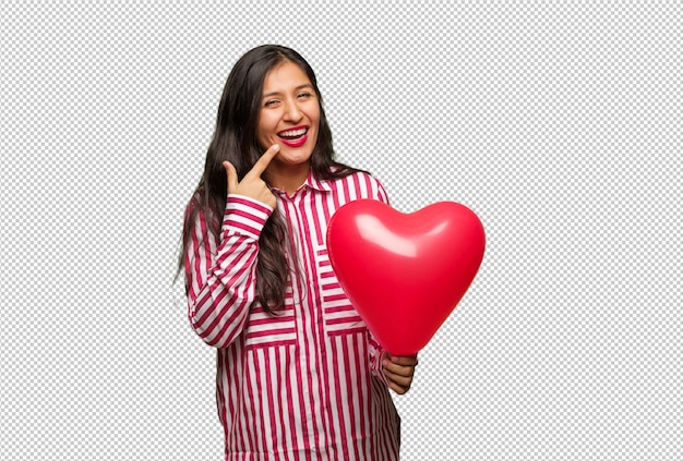 Jonge indiase vrouw vieren valentijnsdag