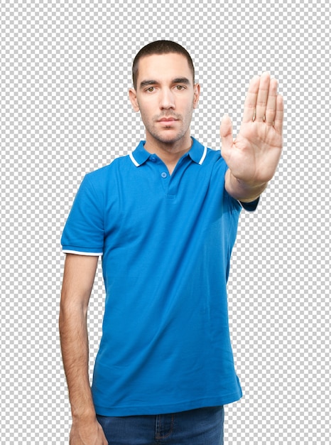 Jonge man doet handgebaren
