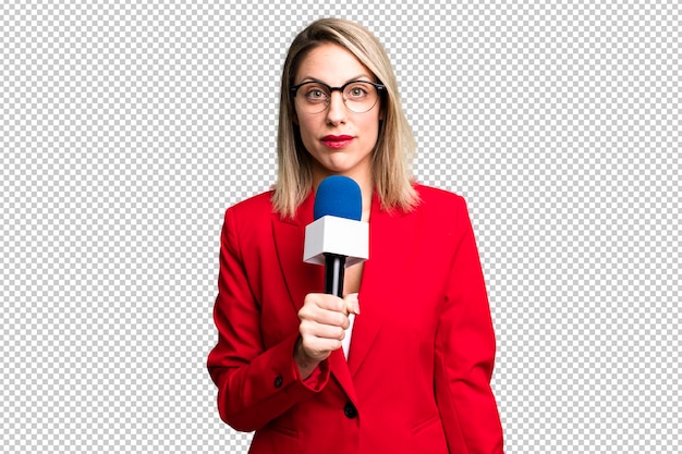 PSD jonge mooie vrouw journalist of presentator concept