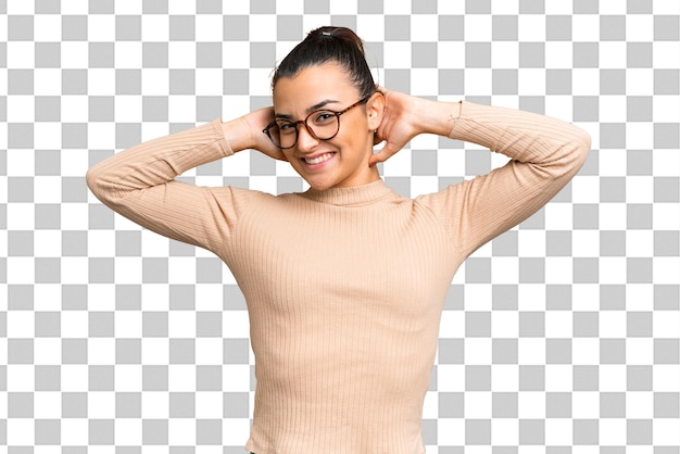 Jonge schoonheid vrouw over geïsoleerde chroma sleutel achtergrond lachen