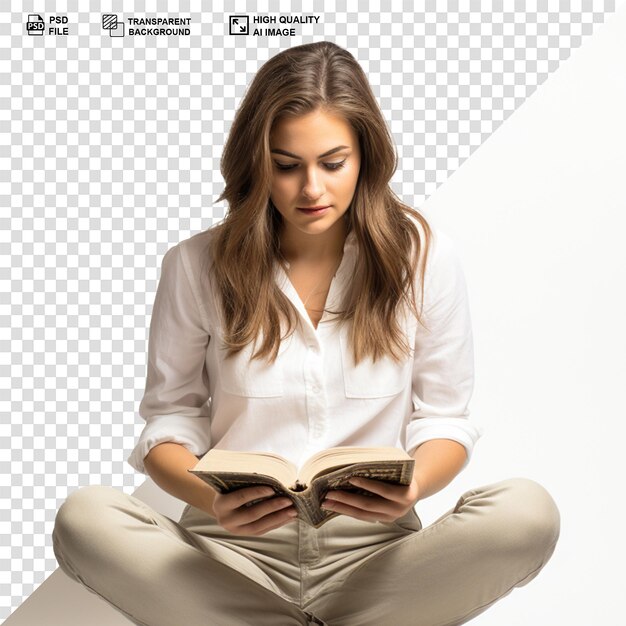 PSD jonge student met een boek in de hand png achtergrond