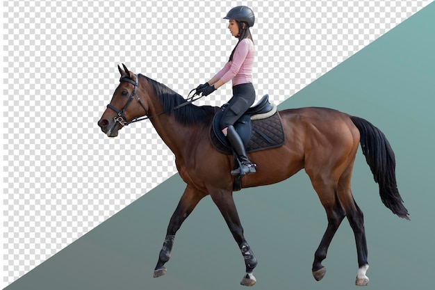 Jonge vrouw die op een paard rijdt in een paardencentrum