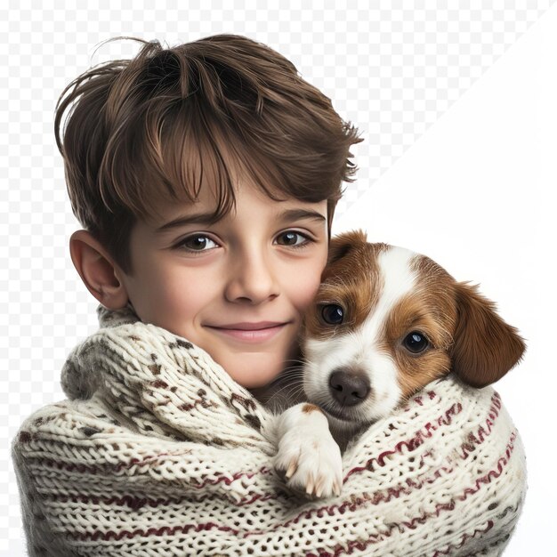 PSD jongen met kleine hond.