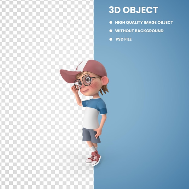 PSD jongen met pet 3d render