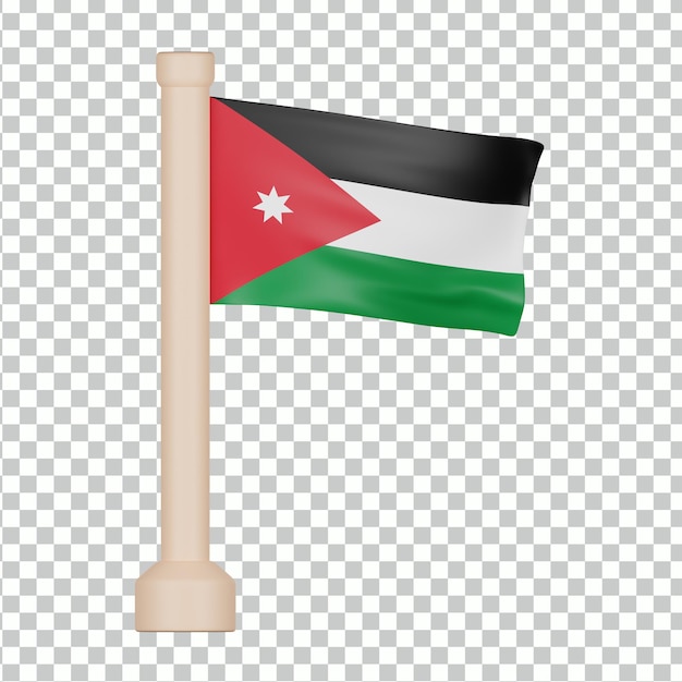 ヨルダンの旗の 3d アイコン