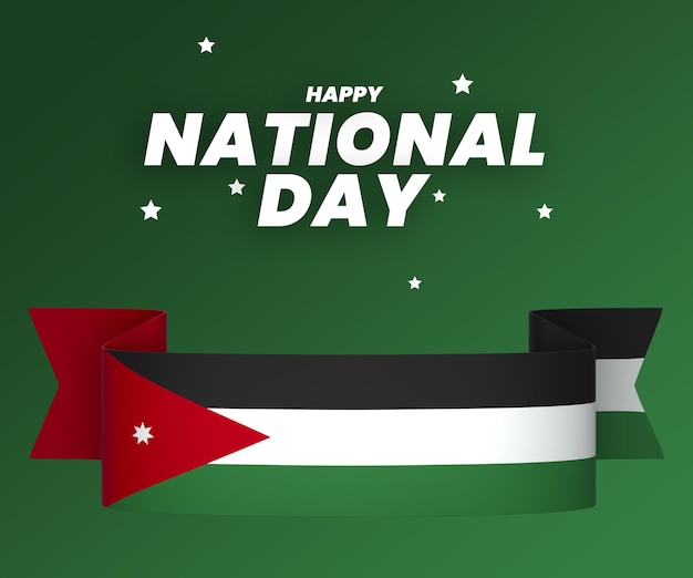 PSD elemento della bandiera della giordania design nastro banner per la festa dell'indipendenza nazionale psd