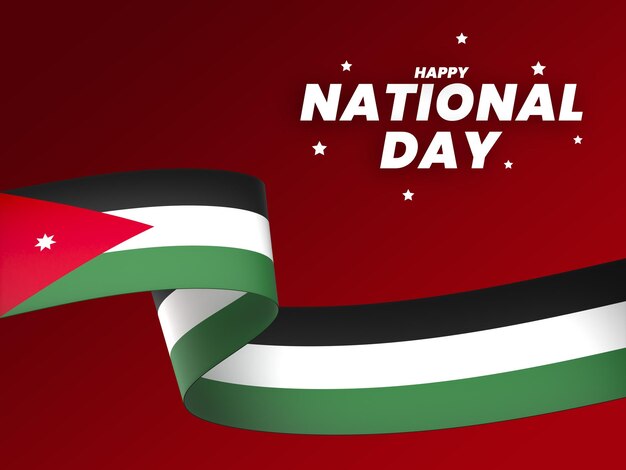 PSD elemento della bandiera giordana progettazione del nastro dello striscione della giornata nazionale dell'indipendenza psd