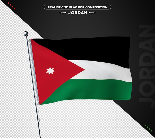 PSD jordania 3d teksturowanej flagi dla kompozycji
