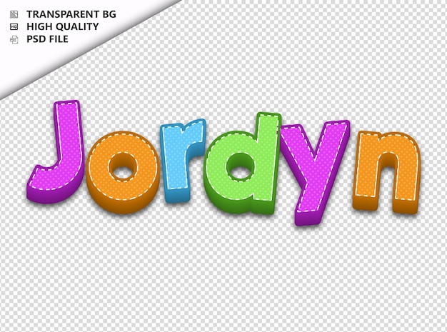 PSD jordyn typography text colorful craft spring psd transparent