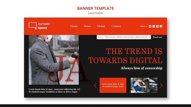 Journalist concept banner template