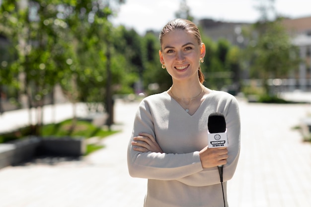 Journalist met een microfoonmodel