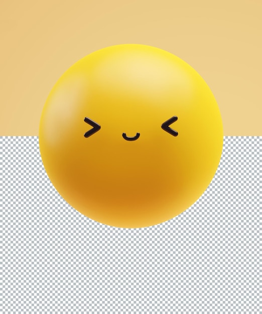 Joy emoticon with a funny kawaii face with angle eyes