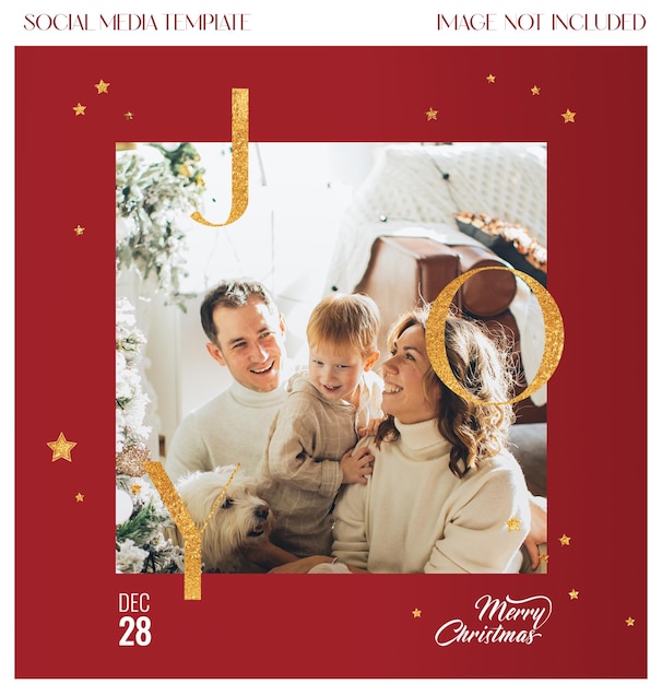 PSD joy -  merry christmas concept psd template - editable psd