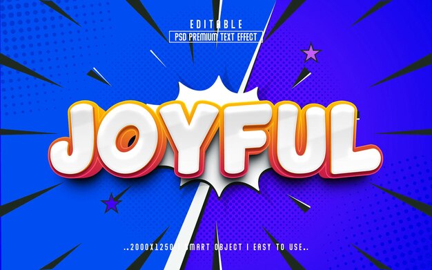 Joyful 3d editable text effect style