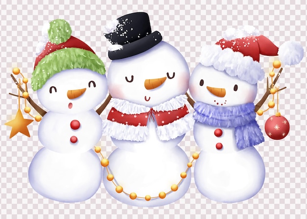 Joyful christmas snowman illustration