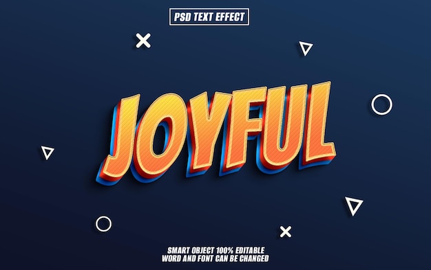 joyful text effect font editable typography 3d text