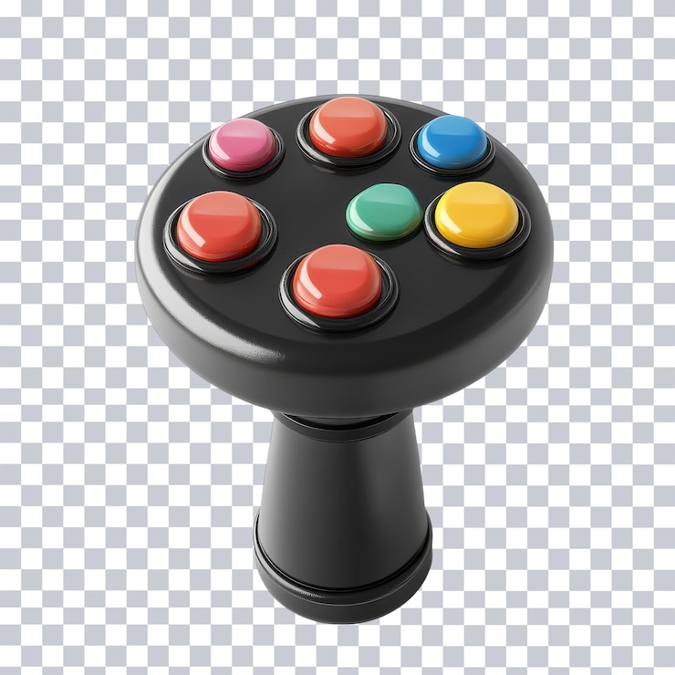 PSD joystick isolated for gaming and technology use on transparent background