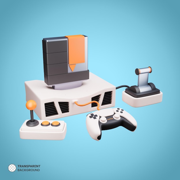 Joystick spel en monitor icoon 3d render illustratie