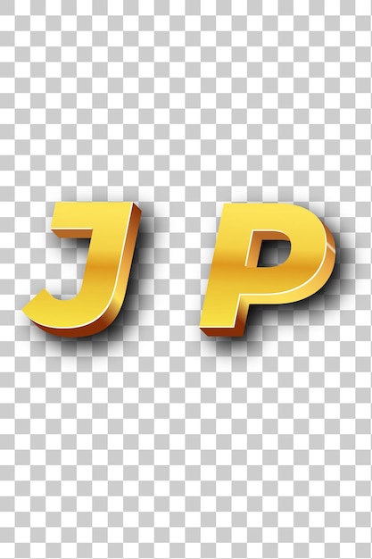 PSD jp 금색 로고 아이콘 고립된 색 배경 투명