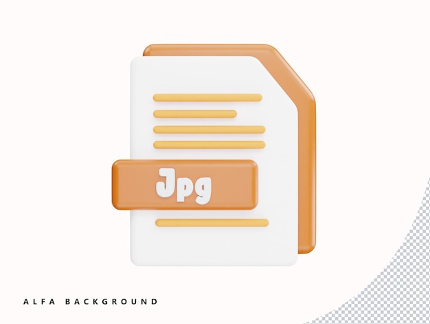 Jpg file format with 3d vector icon cartoon minimal style