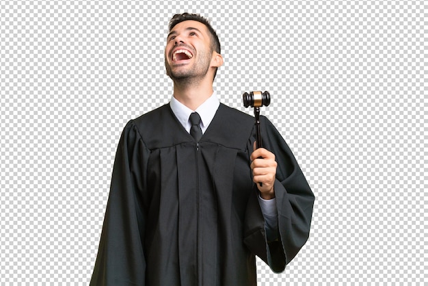 PSD judge caucasian man over isolated background laughing