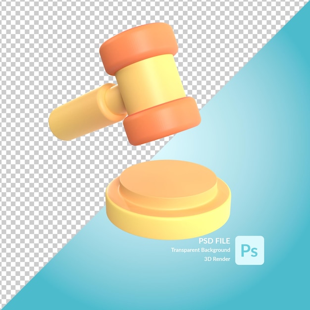 PSD judges hammer 3d illustration rendering