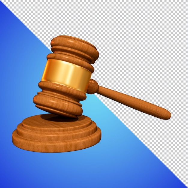 Judges hammer 3d rendering isolated