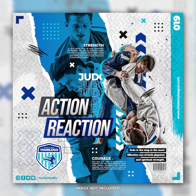 PSD judo fighting matchposter social media post template