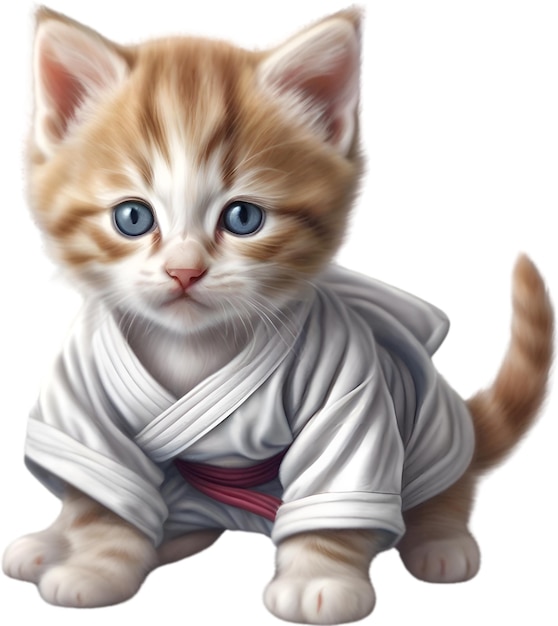 Judo kitten a cute kitten in a judo uniform