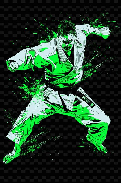 PSD judo-praktijker uitvoert een worp met kracht met een contr illustratie flat 2d sport backgroundo