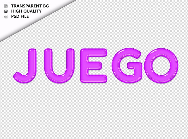 Juego typography purple text glosy glass psd transparent