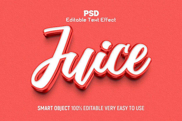 PSD Стиль текстовых эффектов juice 3d editable psd