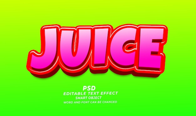 PSD juice 3d modello photoshop per effetti di testo modificabili