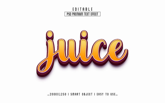 PSD juice 3d editable text effect premium psd with background