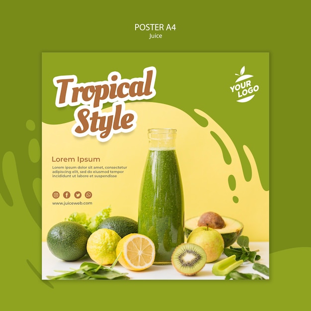 PSD juice bar square flyer template