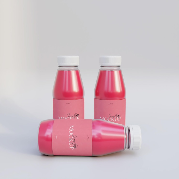 PSD juice bottle realistic mockup