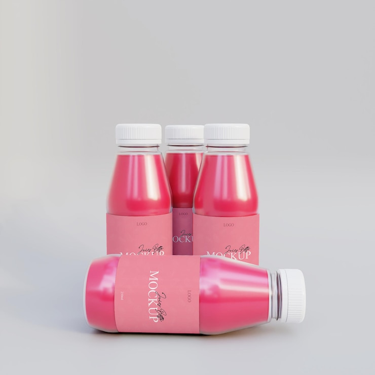 PSD juice bottle realistic mockup