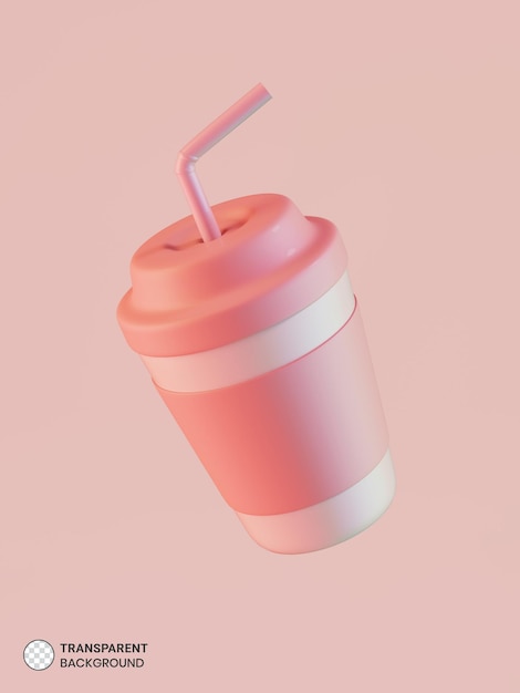 PSD icona di tazza di succo e paglia illustrazione di rendering 3d isolato