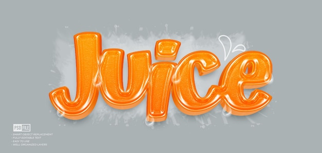 juice custom text with editable 3d style font effect