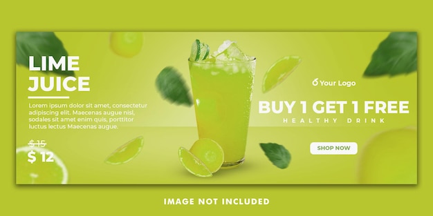 Juice drink menu facebook cover banner template voor restaurant promotie