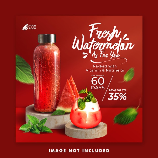 果汁飲料菜單 社交媒體貼文 Instagram 模板進行宣傳